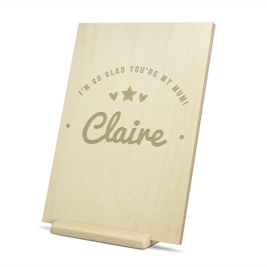 Personalised greeting card - Wood - Mother's Day - Portrait