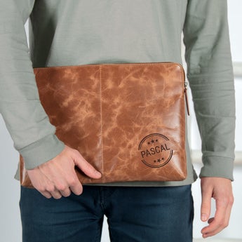 Leather laptop sleeve - Brown - 15 inch