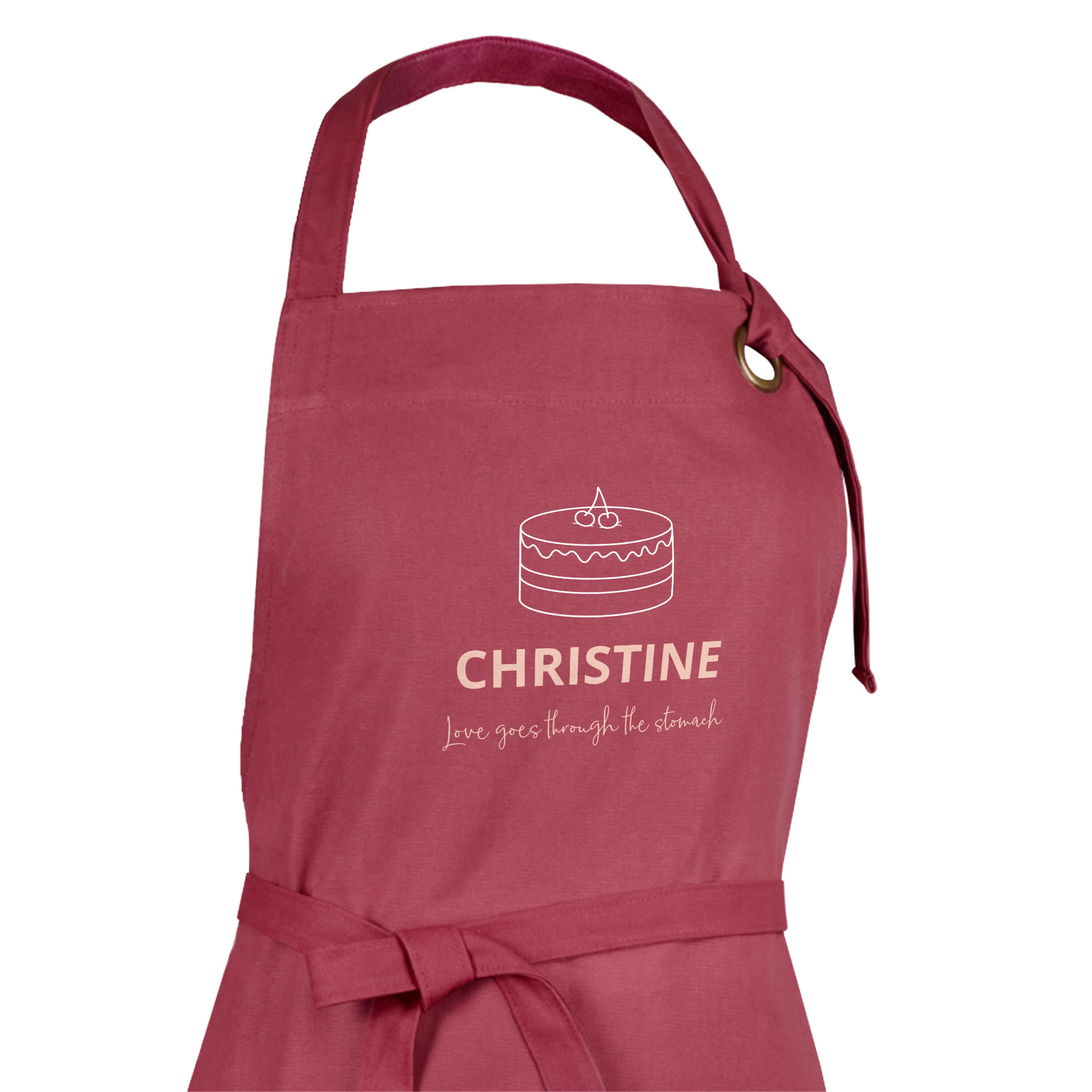 Roza personaliziran predpasnik s torto, imenom Christine in natisnjenim napisom