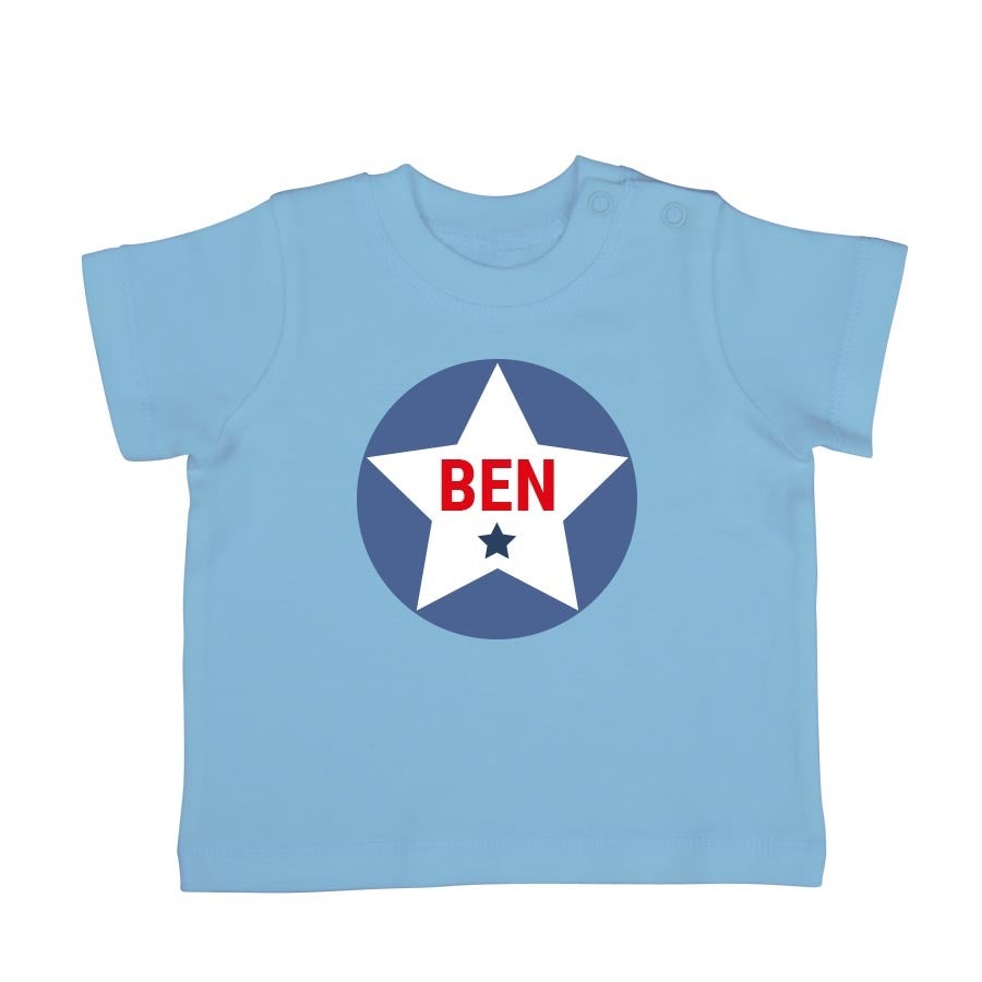 Baby T-Shirt bedrucken- Kurzarm - Babyblau - 62/68