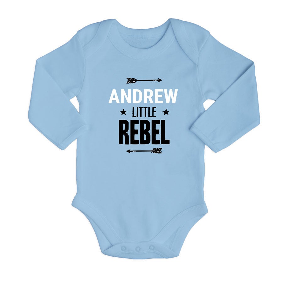 Personalised baby romper - Long sleeves - Blue - 62/68