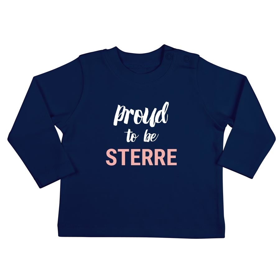 Baby shirt bedrukken - Lange mouw - Navy - 62/68