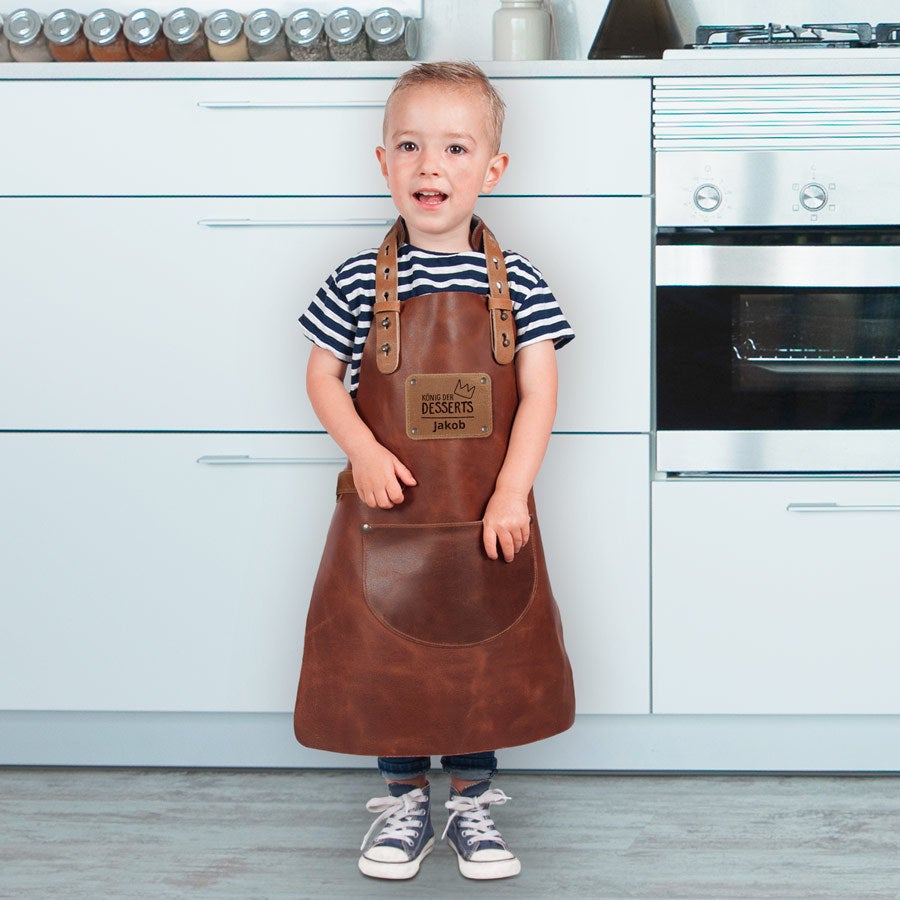 Kinderschürze mit Namen - Leder Kinderschürze mit Namen - Leder