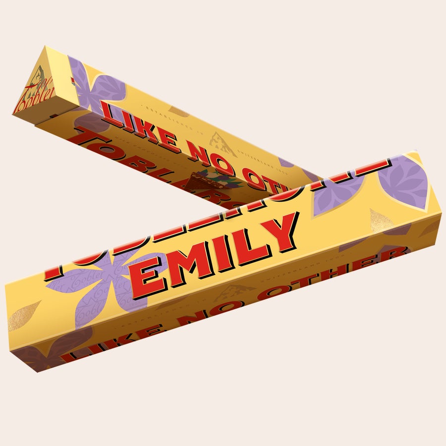 Toblerone con Nome per la Festa della Mamma Tavoletta di cioccolato Toblerone personalizzata con il nome Emily stampato a colori, regalo per la mamma