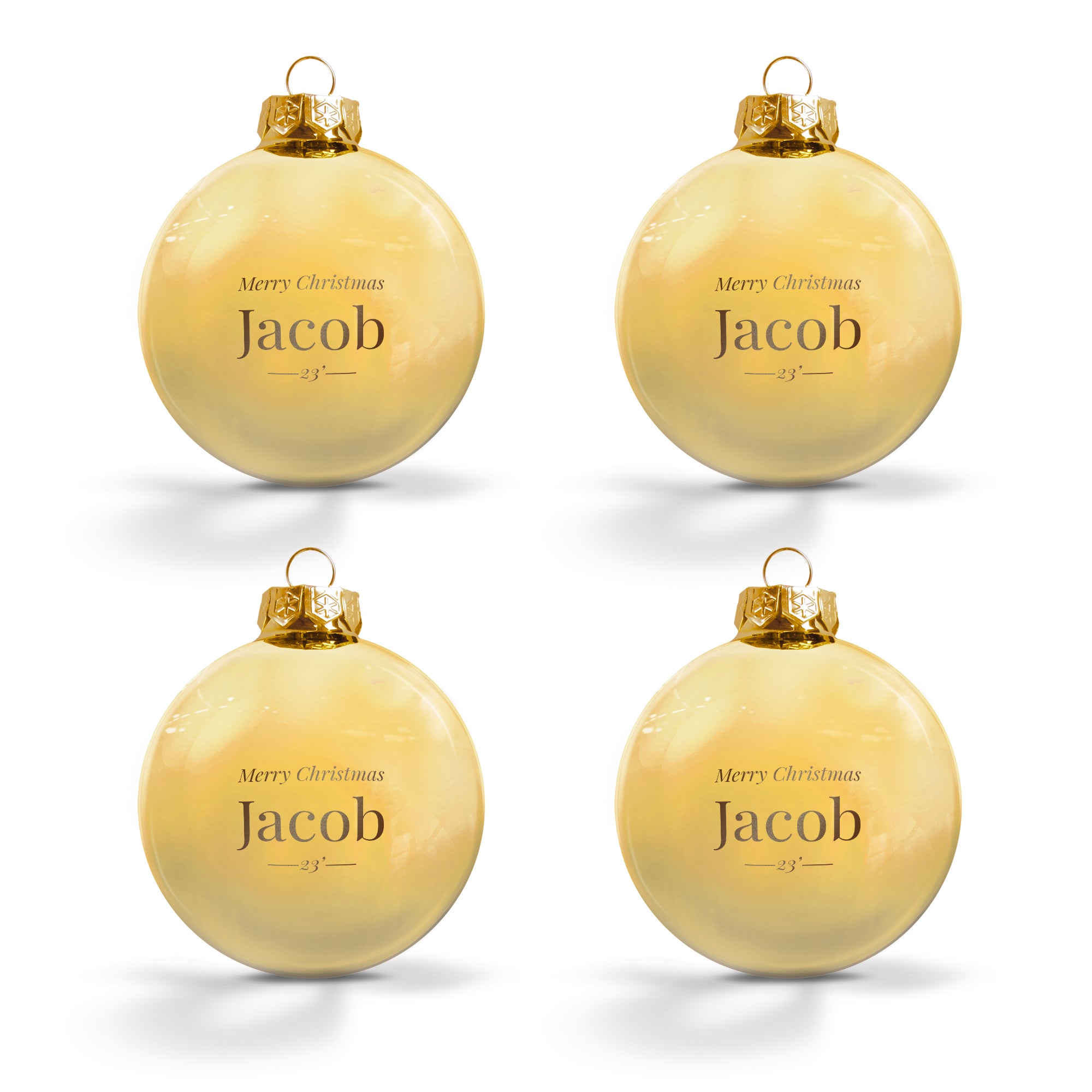 Personalised glass baubles - Gold (set of 4)