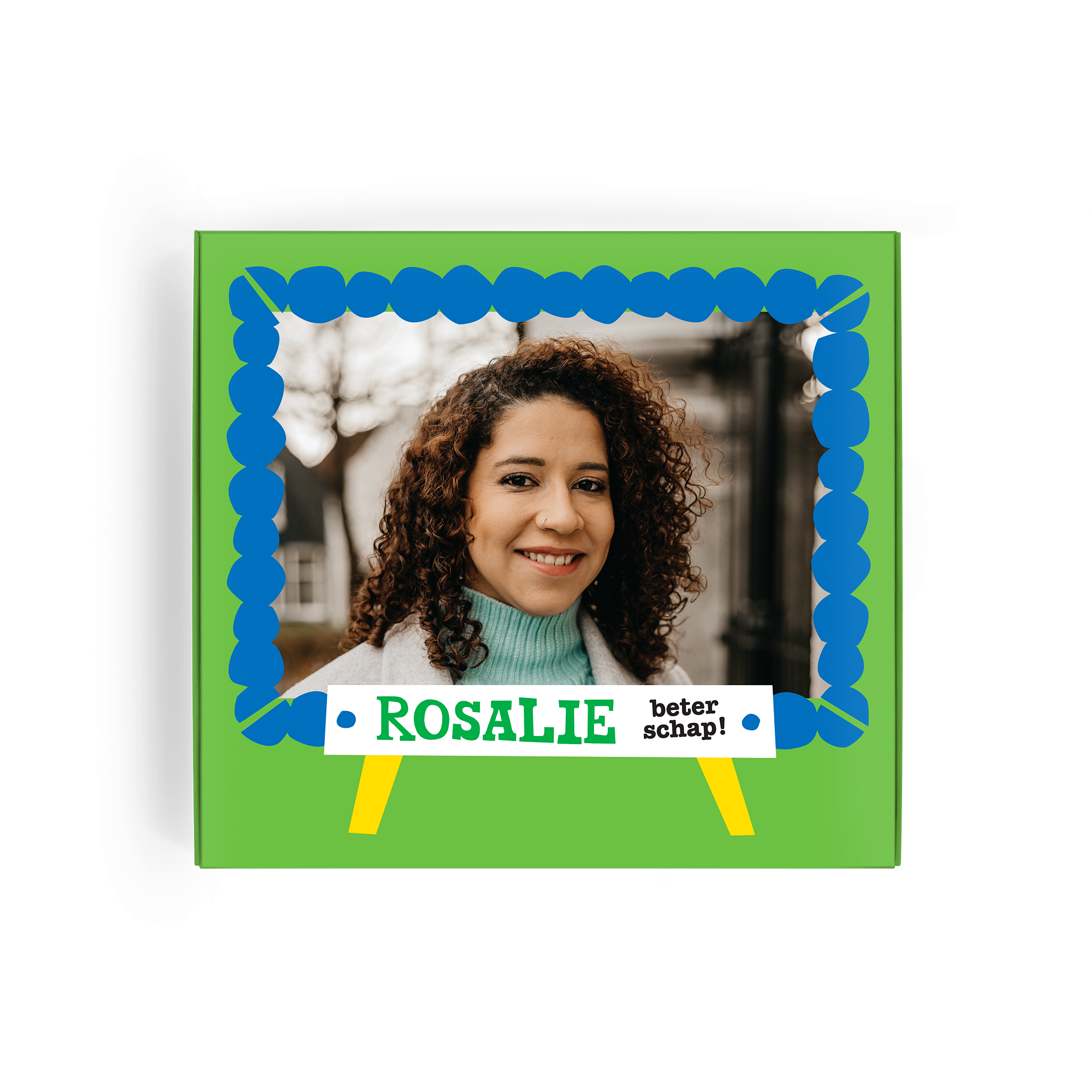 Tony's Chocolonely Hazelnoot giftbox met persoonlijke foto van Rosalie en tekst "beterschap!"