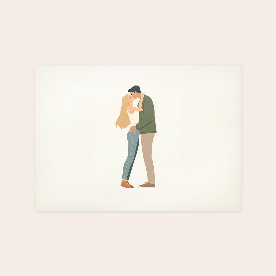 Poster photo prints A custom poster photo print featuring an illustration of a couple kissing, ideal for capturing your favorite moments.