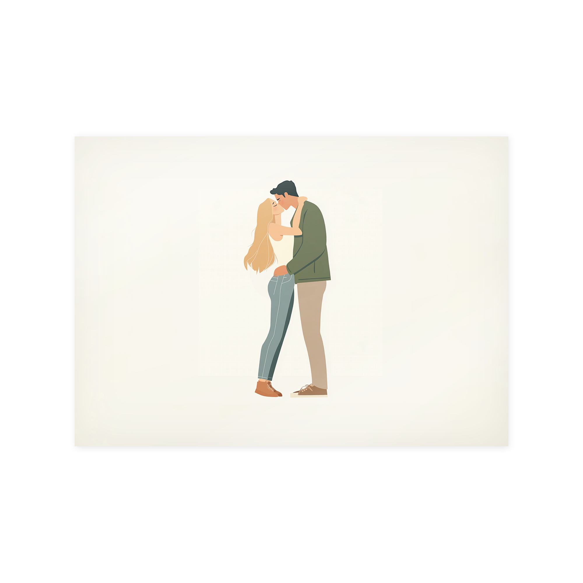 Póster fotográfico impreso con ilustración personalizada de pareja besándose, capturando momentos favoritos.