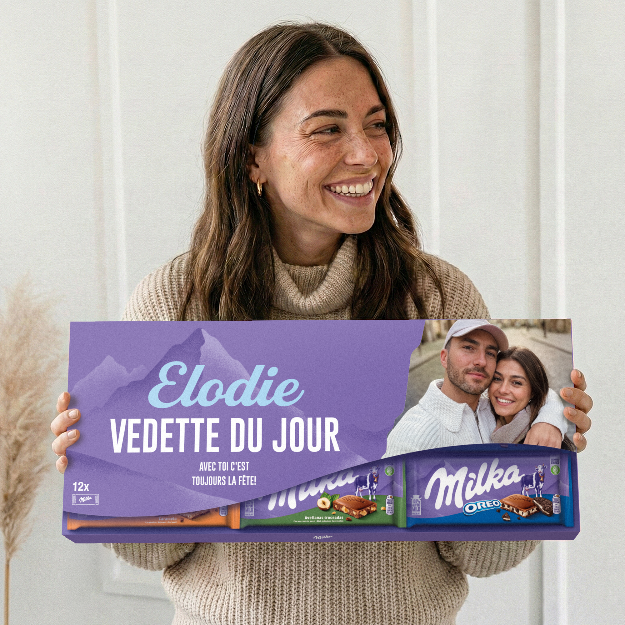 Méga tablette de chocolat Milka personnalisée