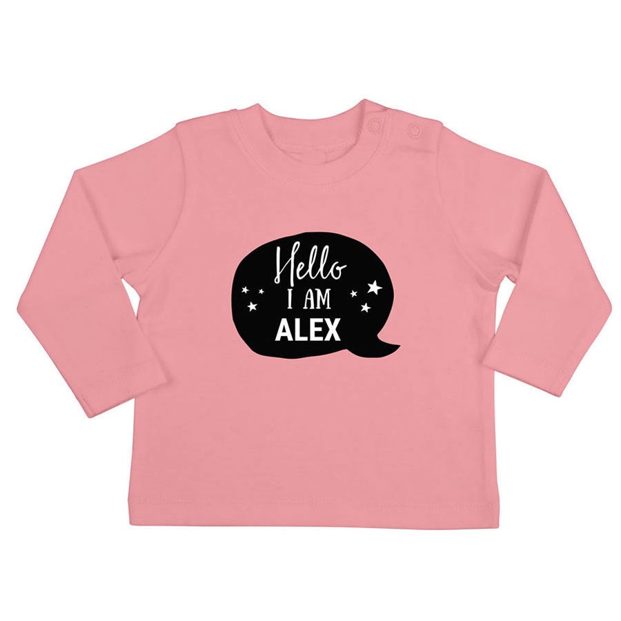 Camiseta personalizada de bebé - Manga larga - Rosa - 50/56