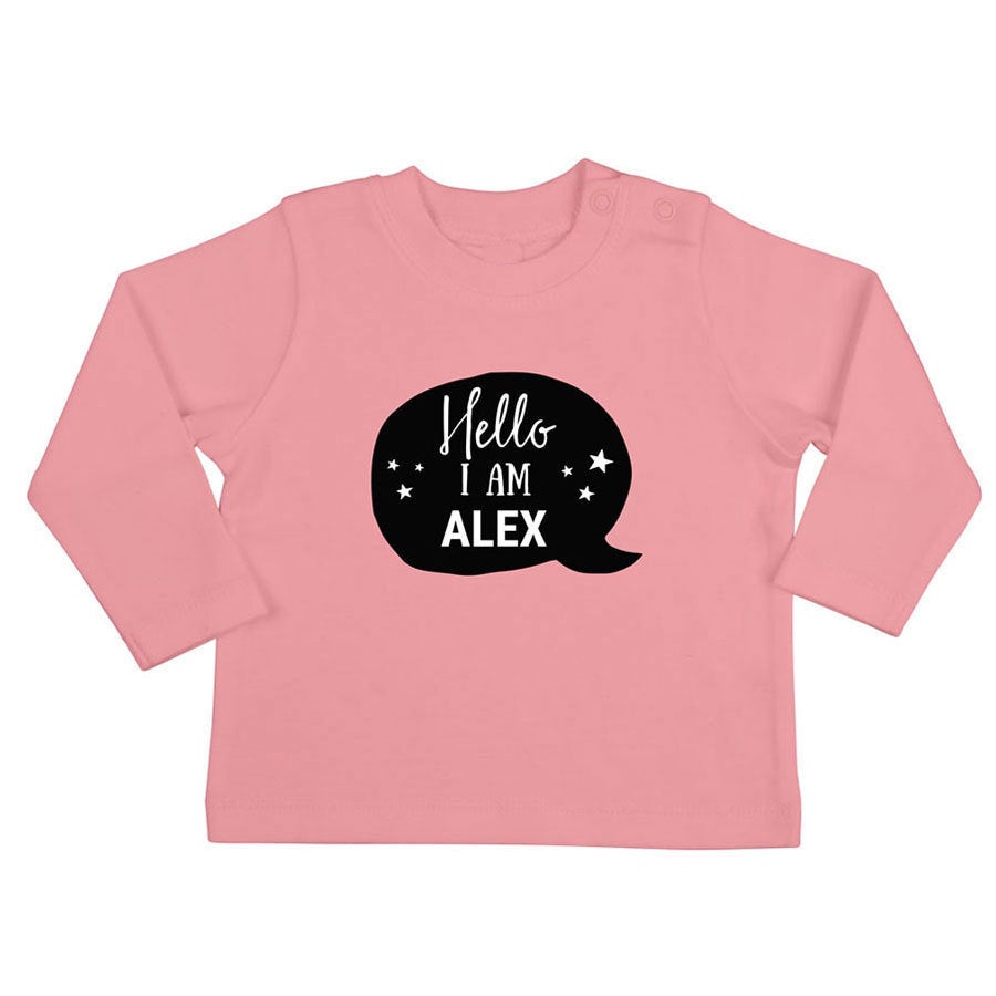 Camiseta personalizada de bebé - Manga larga - Rosa - 62/68