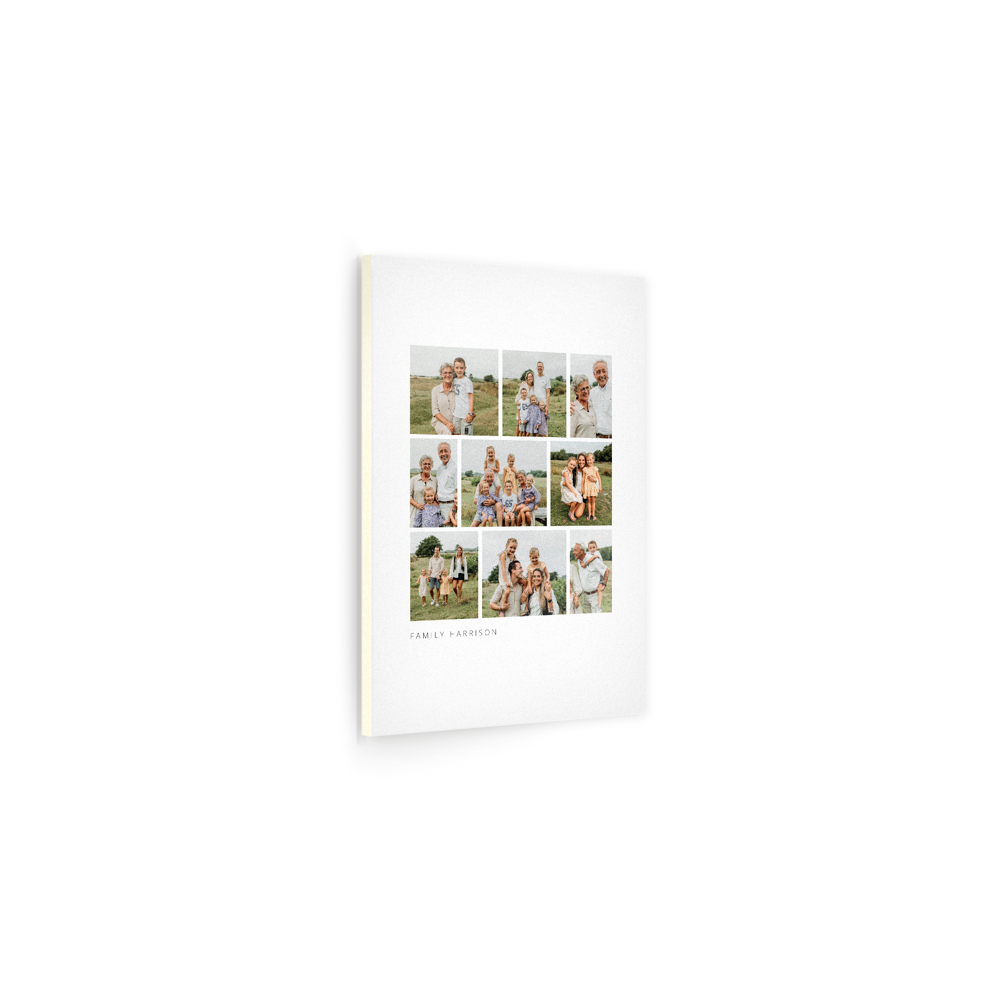 Foto personalizada no forex com colagem de fotos da família Harrison, ideal para decoração.