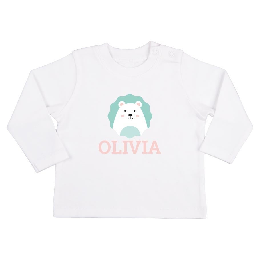 Personalised Baby T-shirt - Long sleeve - White - 74/80