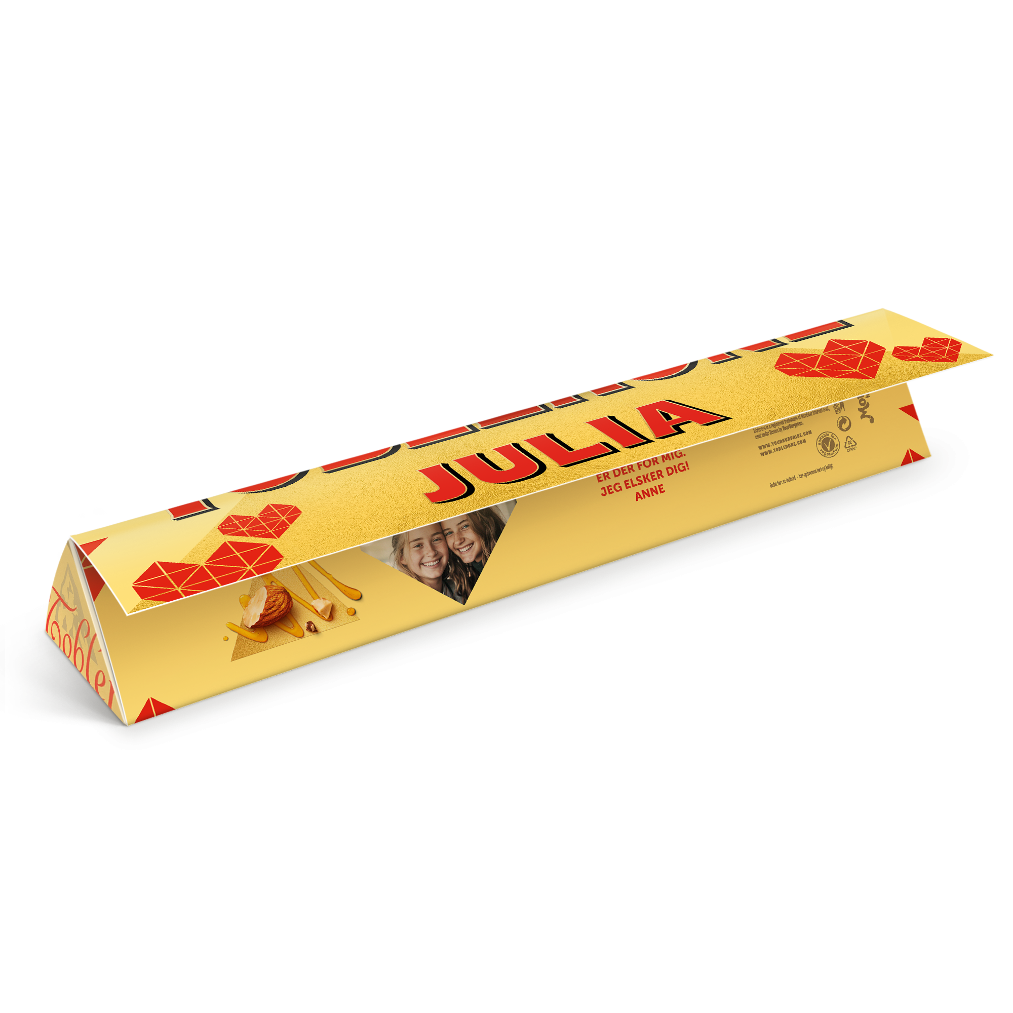 Toblerone med navn - Hjerter