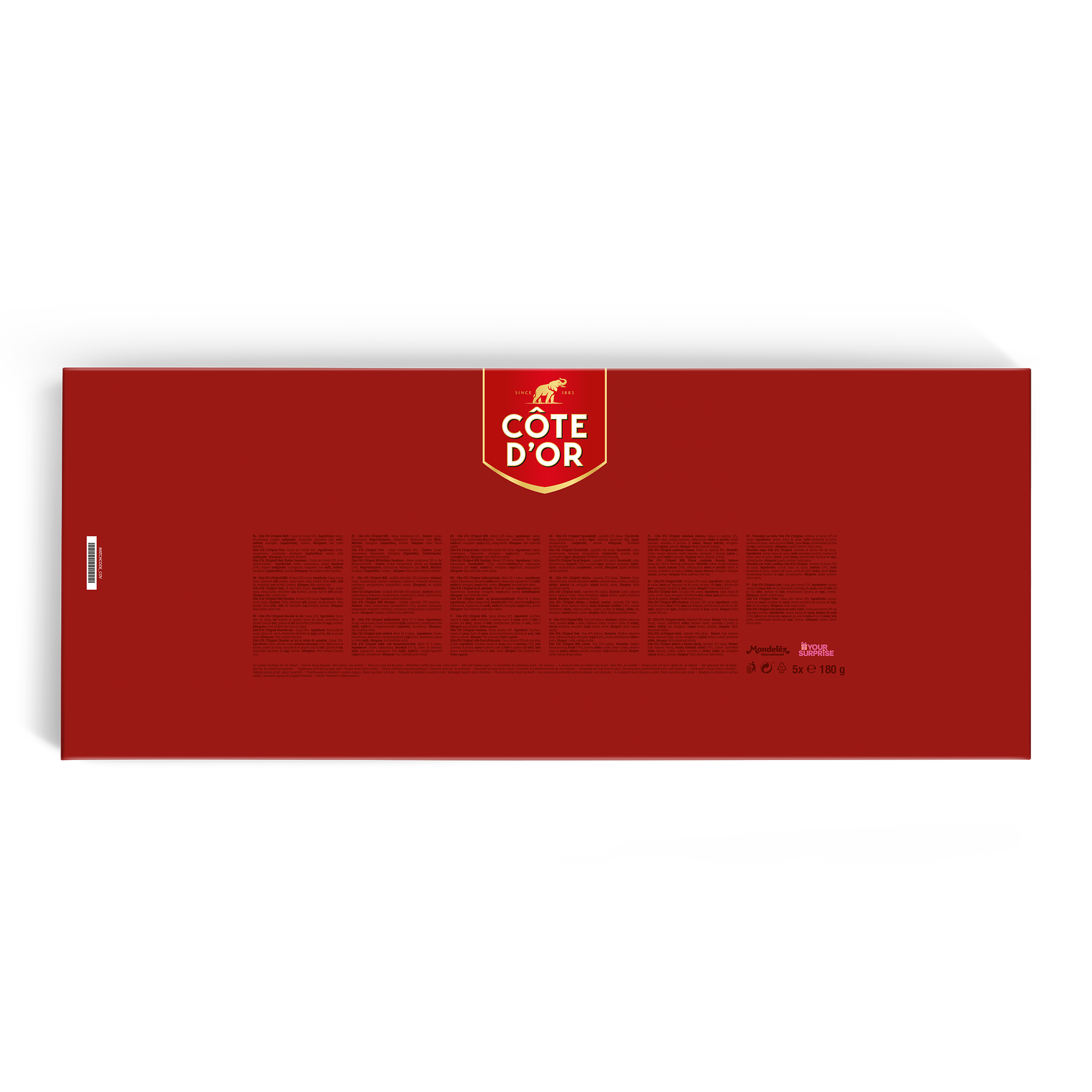 Caixa de bombons sortidos Côte d'Or XL personalizável, com espaço para a sua mensagem impressa.