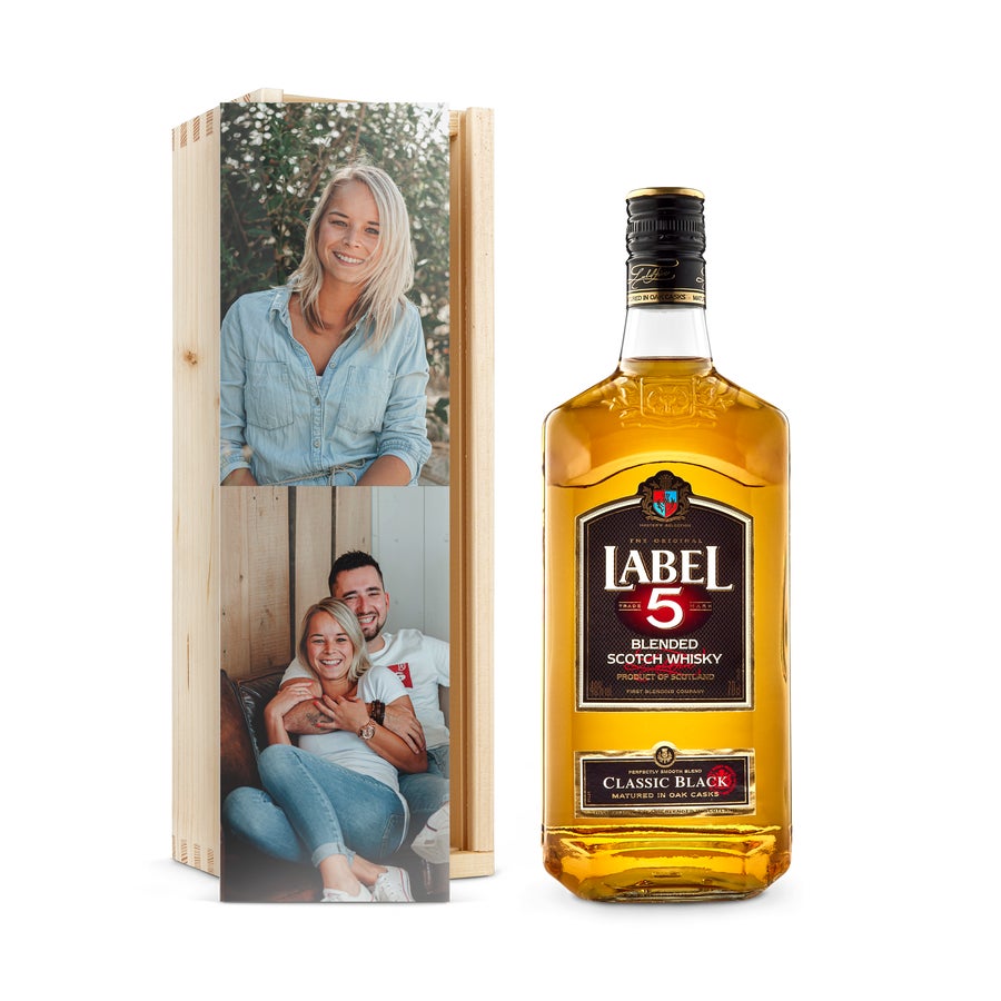 Label 5 whisky în cutie personalizată Label 5 whisky în cutie personalizată