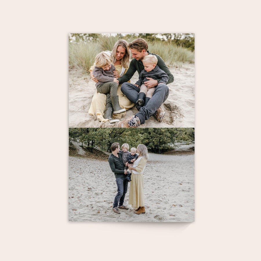 Photo sur bois Tableau en bois vertical personnalisé avec deux photos de famille imprimées sur bois