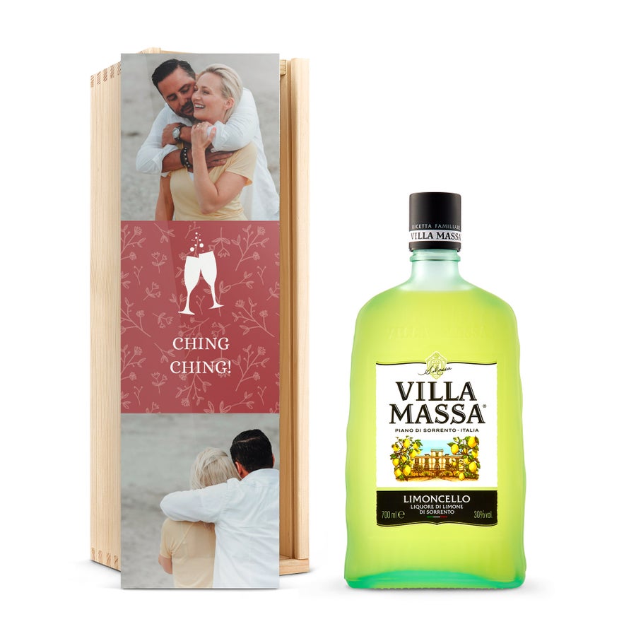Limoncello Villa Massa likeur in kist personaliseren Limoncello Villa Massa likeur in kist personaliseren