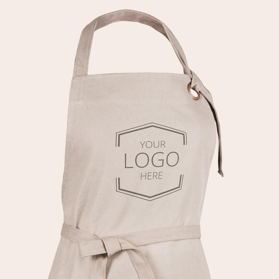 Grembiule Grembiule da cucina beige in cotone con personalizzazione stampata, per cucinare stellato con un design unico