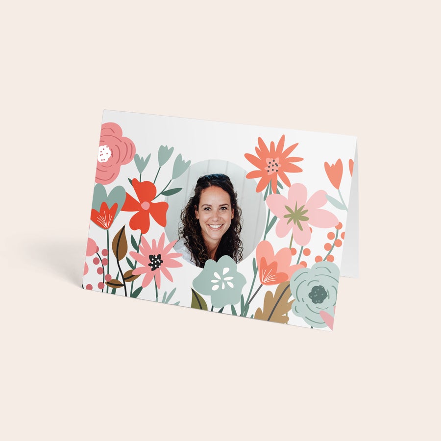 Brievenbusbloemen: rozen Gepersonaliseerde fotokaart met vrolijke bloemenprint, passend bij brievenbusbloemen