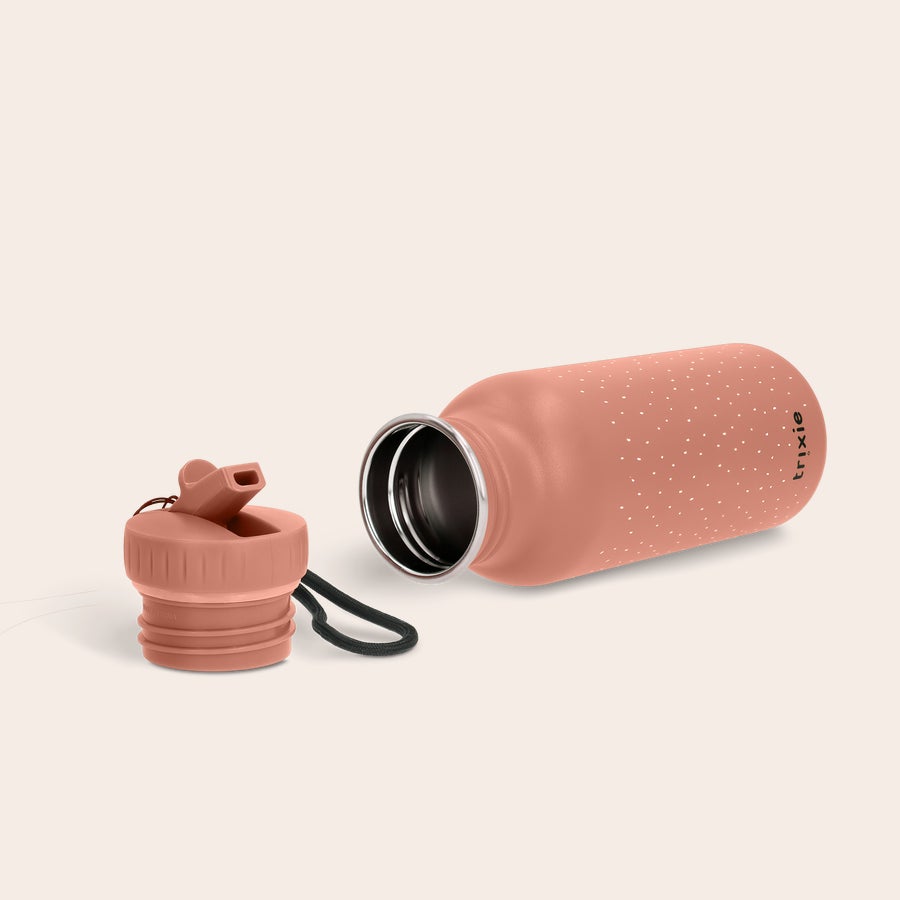 Gourde enfant trixie Bouteille d'eau Trixie rose gravée avec un motif à pois et le nom personnalisé de l'enfant