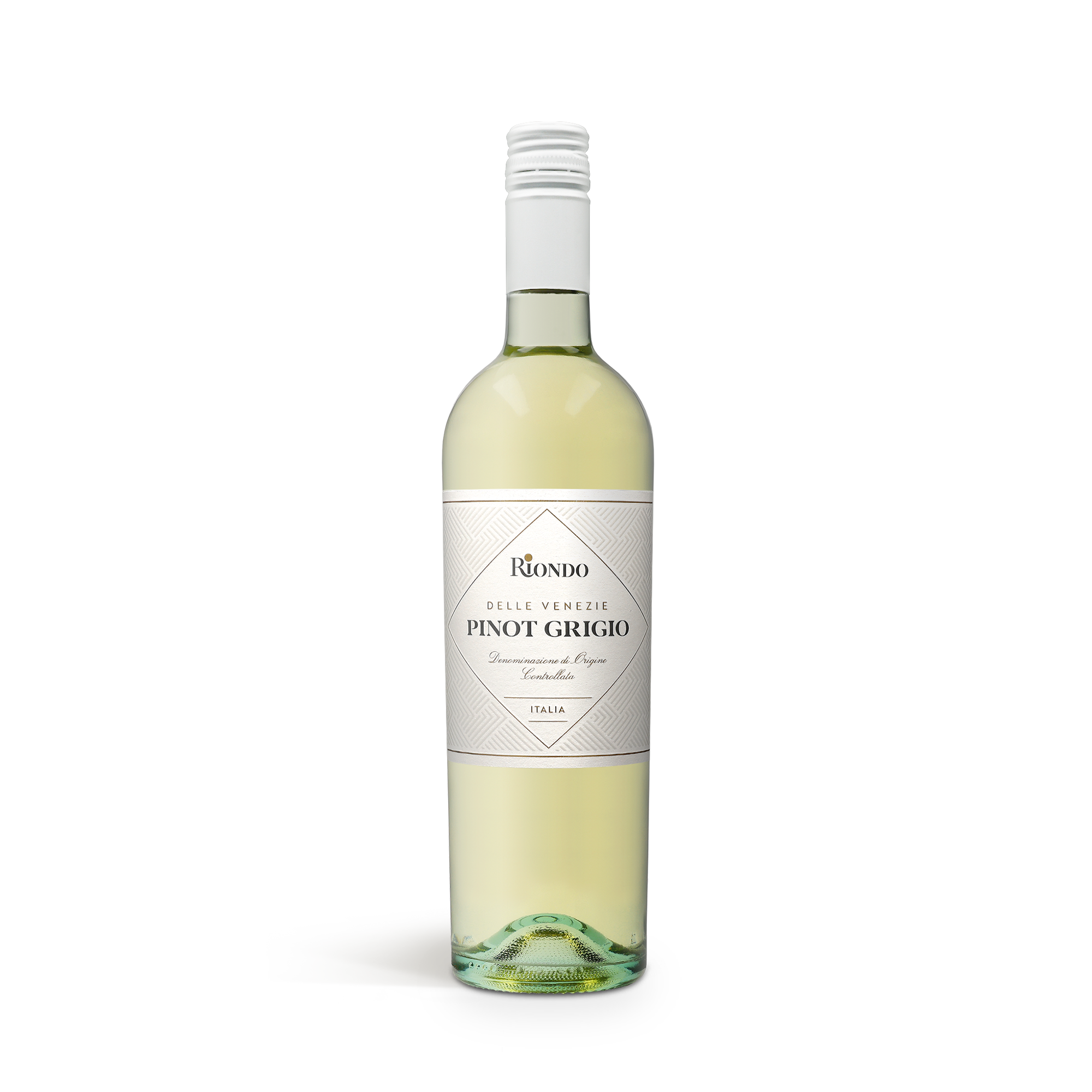 Navrhnite krabičku pre vynikajúce víno Riondo Pinot Grigio s vlastnou potlačou fotografie a textu.