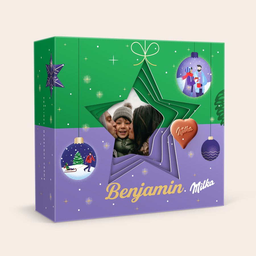 Milka srdiečka v personalizovanej 3D darčekovej krabičke - Vianoce Milka srdiečka v personalizovanej 3D darčekovej krabičke - Vianoce