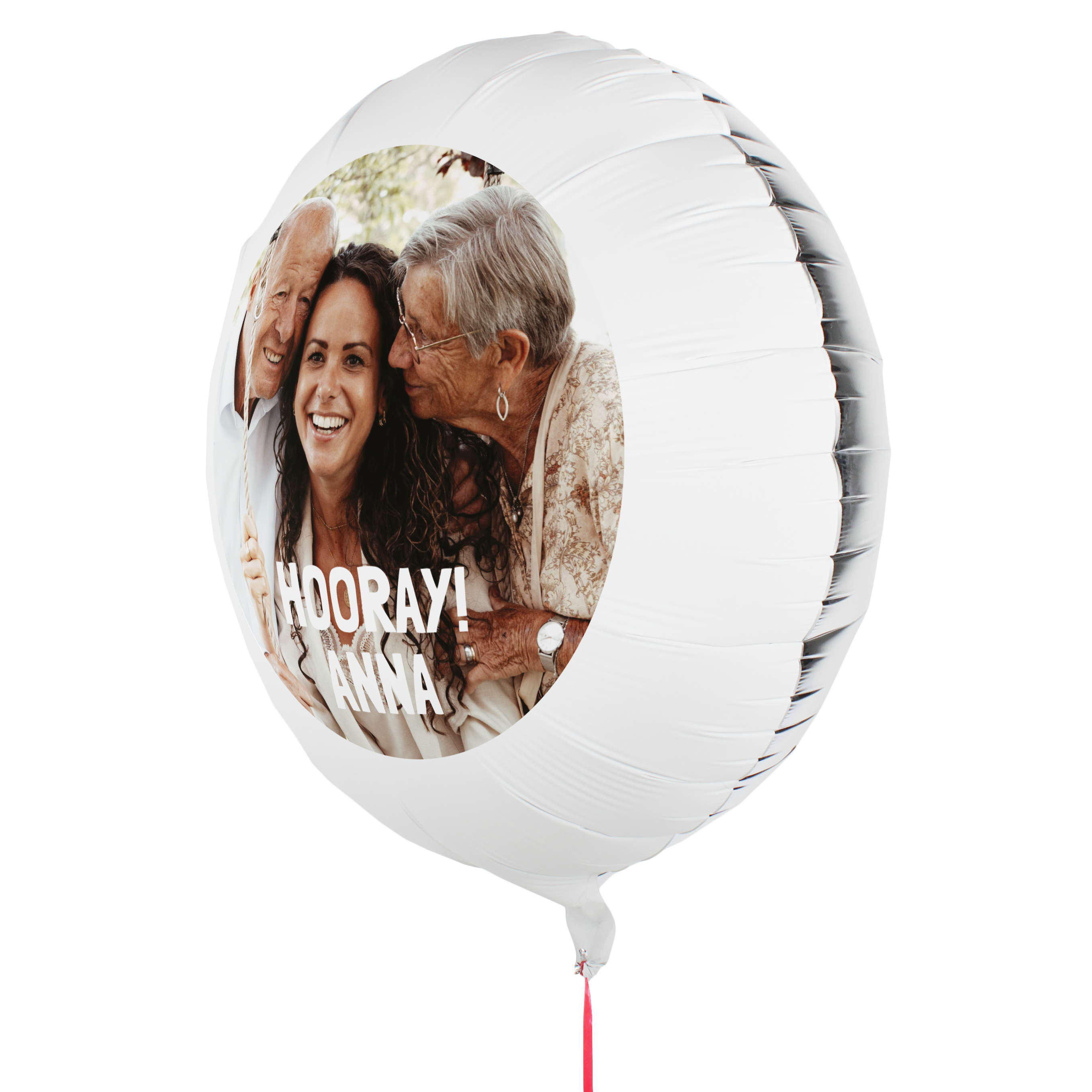 Indywidualny balon z własnym zdjęciem i tekstem HOORAY ANNA!