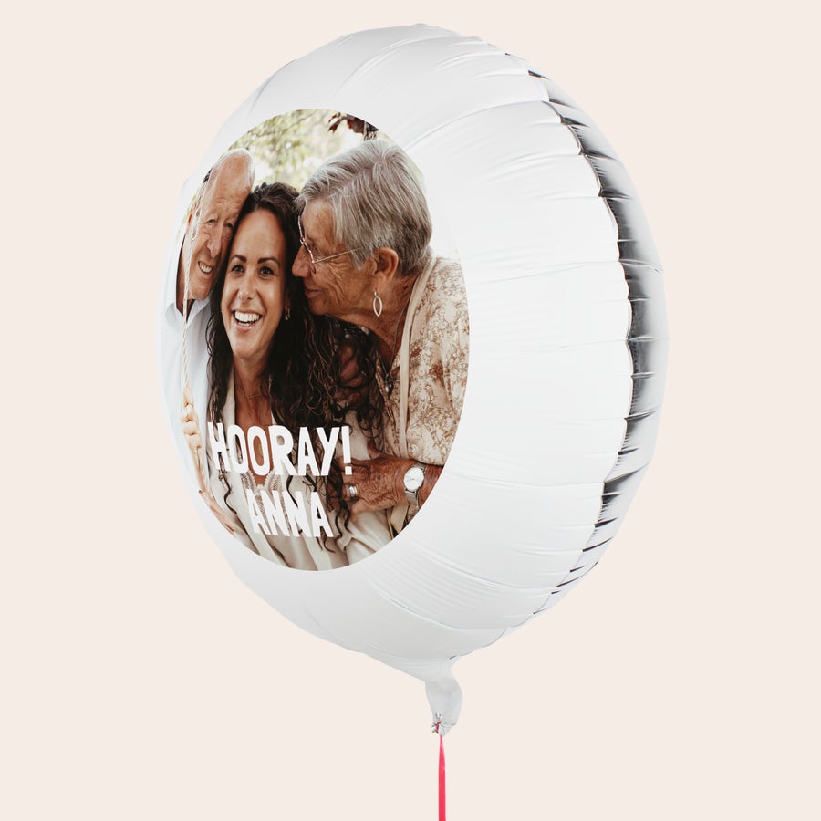Palloncino personalizzato Palloncino con foto personalizzato stampato con immagine di famiglia, con scritta HOORAY e ANNA