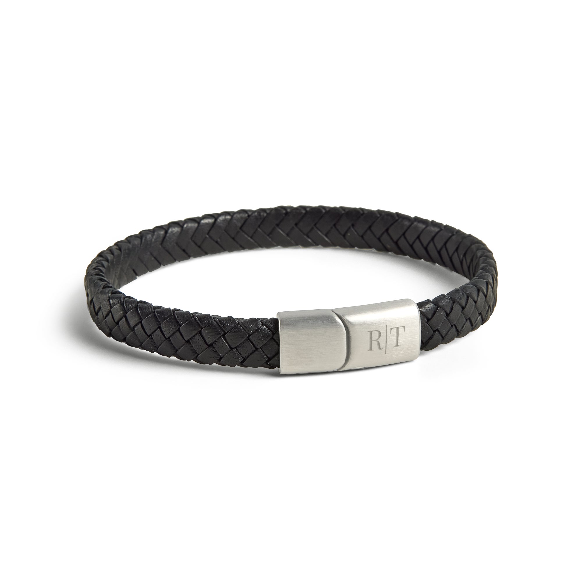 Luxe enkele heren armband leer graveren - Zwart - L Luxe enkele heren armband leer graveren - Zwart - L
