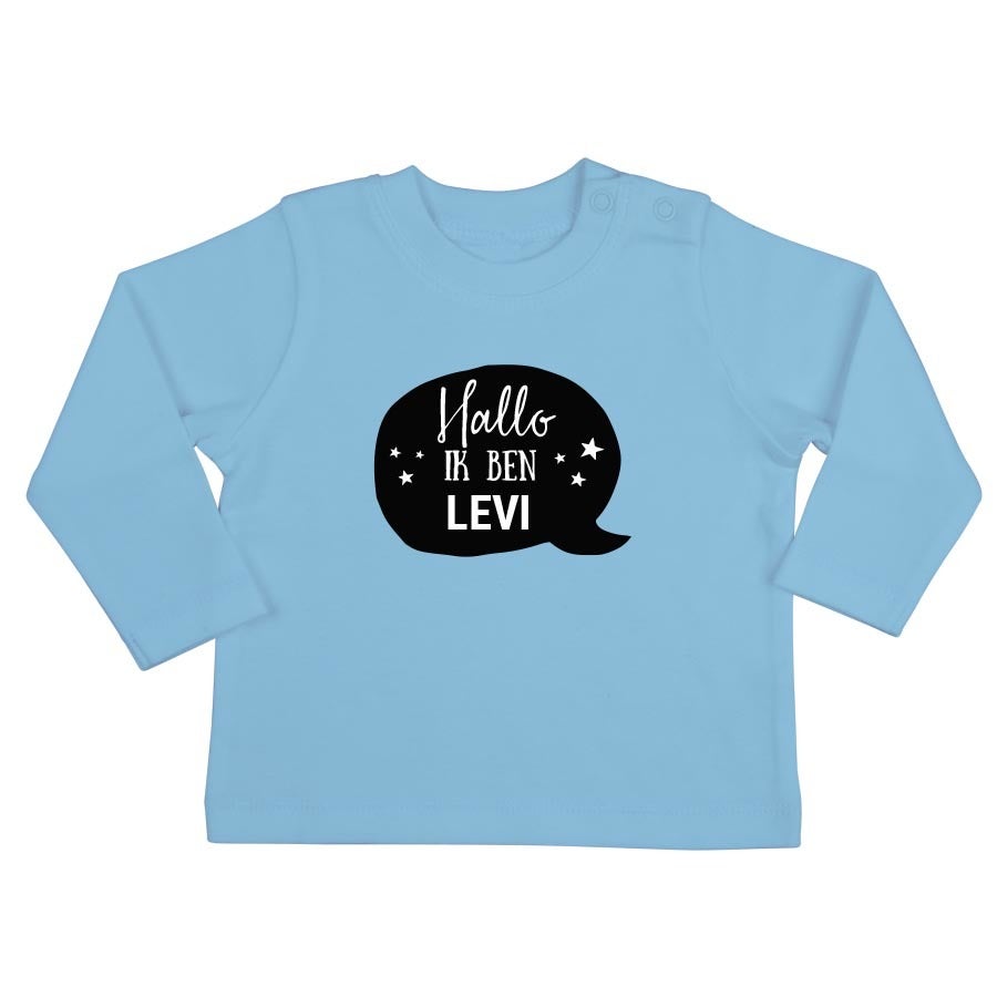 Baby shirt bedrukken - Lange mouw - Babyblauw - 62/68