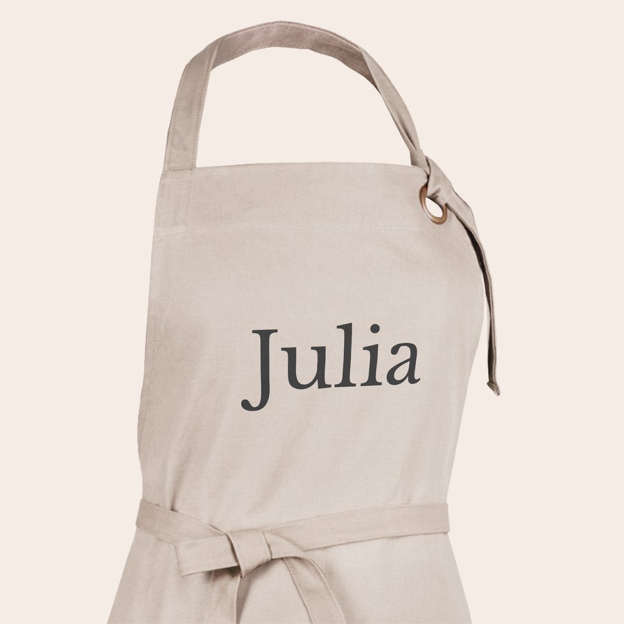 Zástěra s fotkou / textem Personalizovaná zástěra s potiskem jména Julia, připravte nebe na talíři s vlastním designem