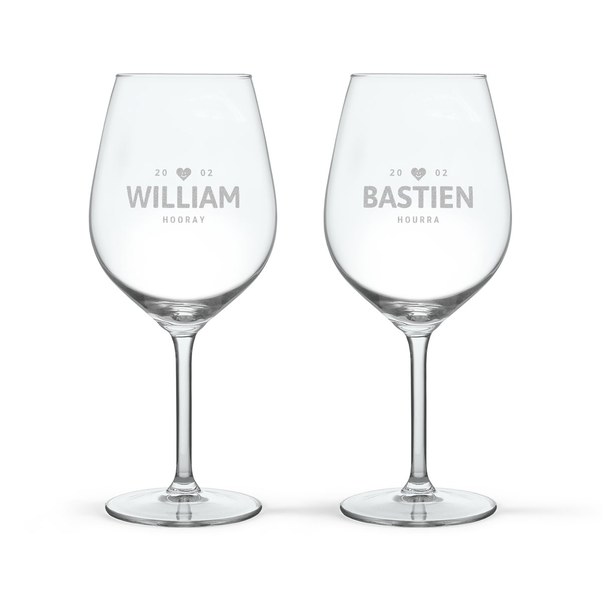Kieliszki do wina czerwonego - grawerowane - 2 sztuki