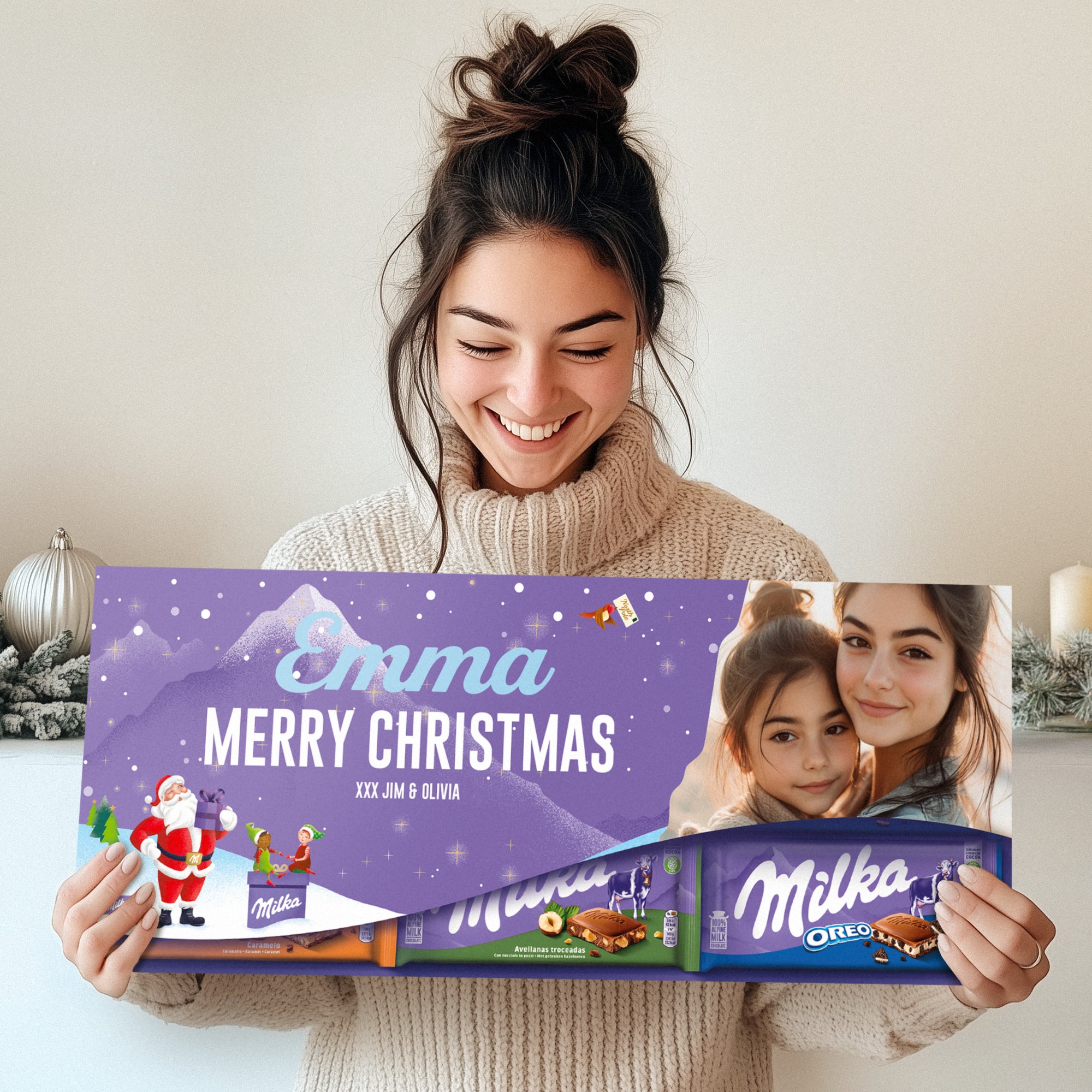 Mega Milka reep met naam en foto bedrukken - 1200 gram