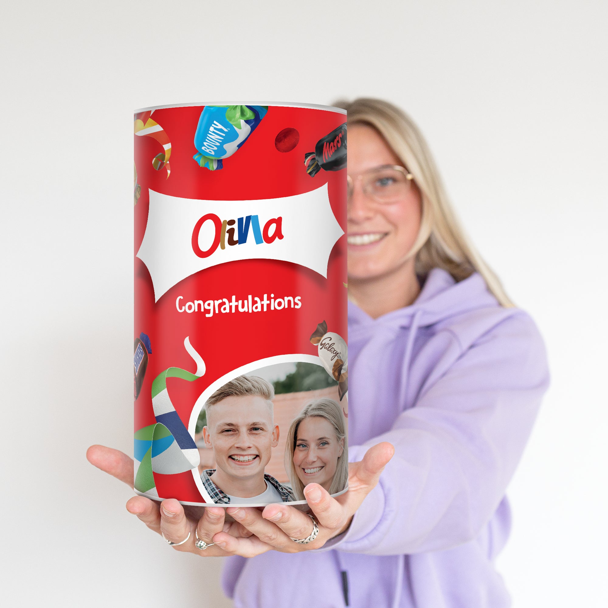 Celebrations personalisieren mit Namen Foto 1 kg Zylinder  - Onlineshop YourSurprise