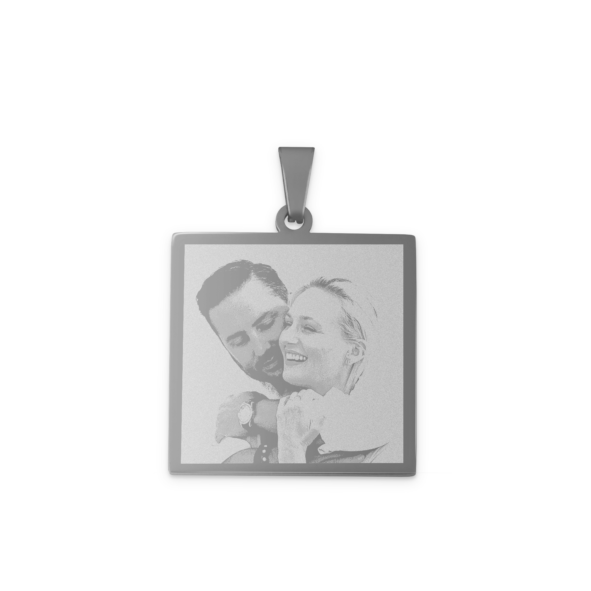 Personalisierte Foto-Halskette - Quadrat - Silber