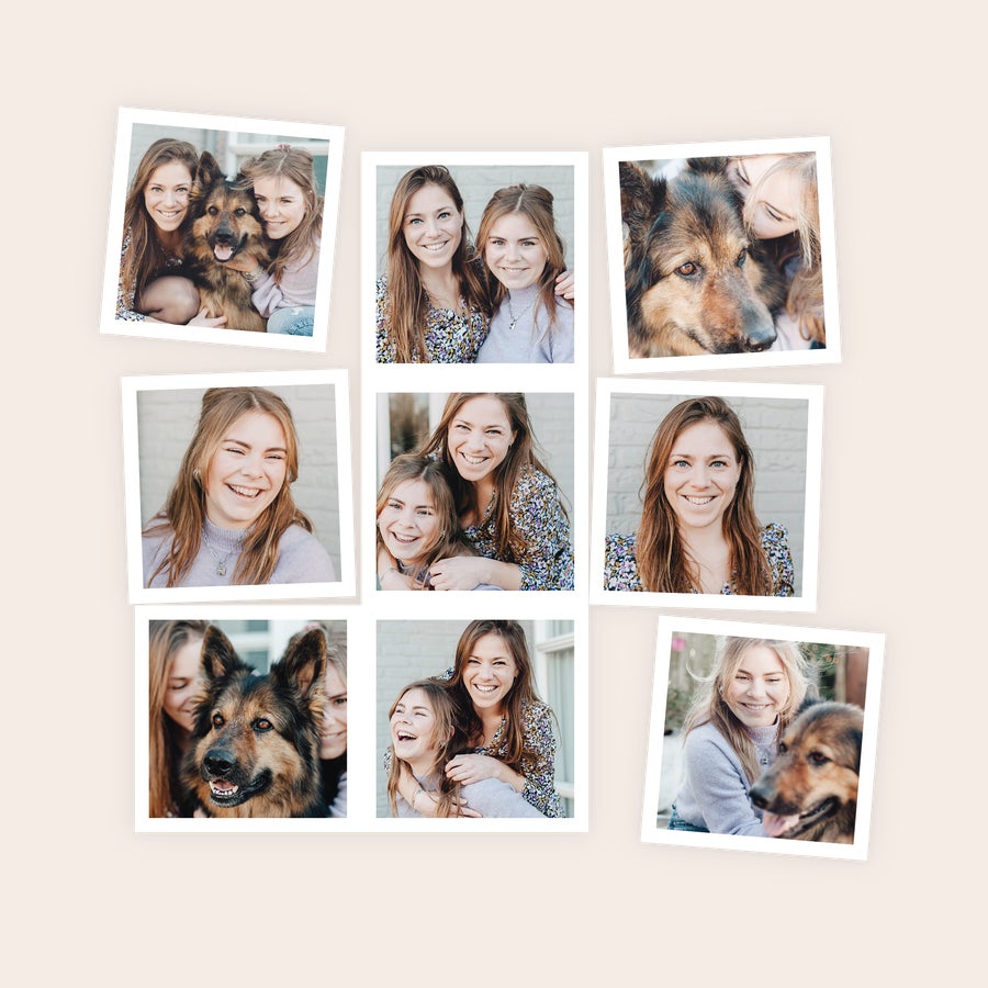 List z magneti Presenetite jih s personaliziranimi magneti s kolažem fotografij veselih deklet in psa, potiskanimi z vašim dizajnom.