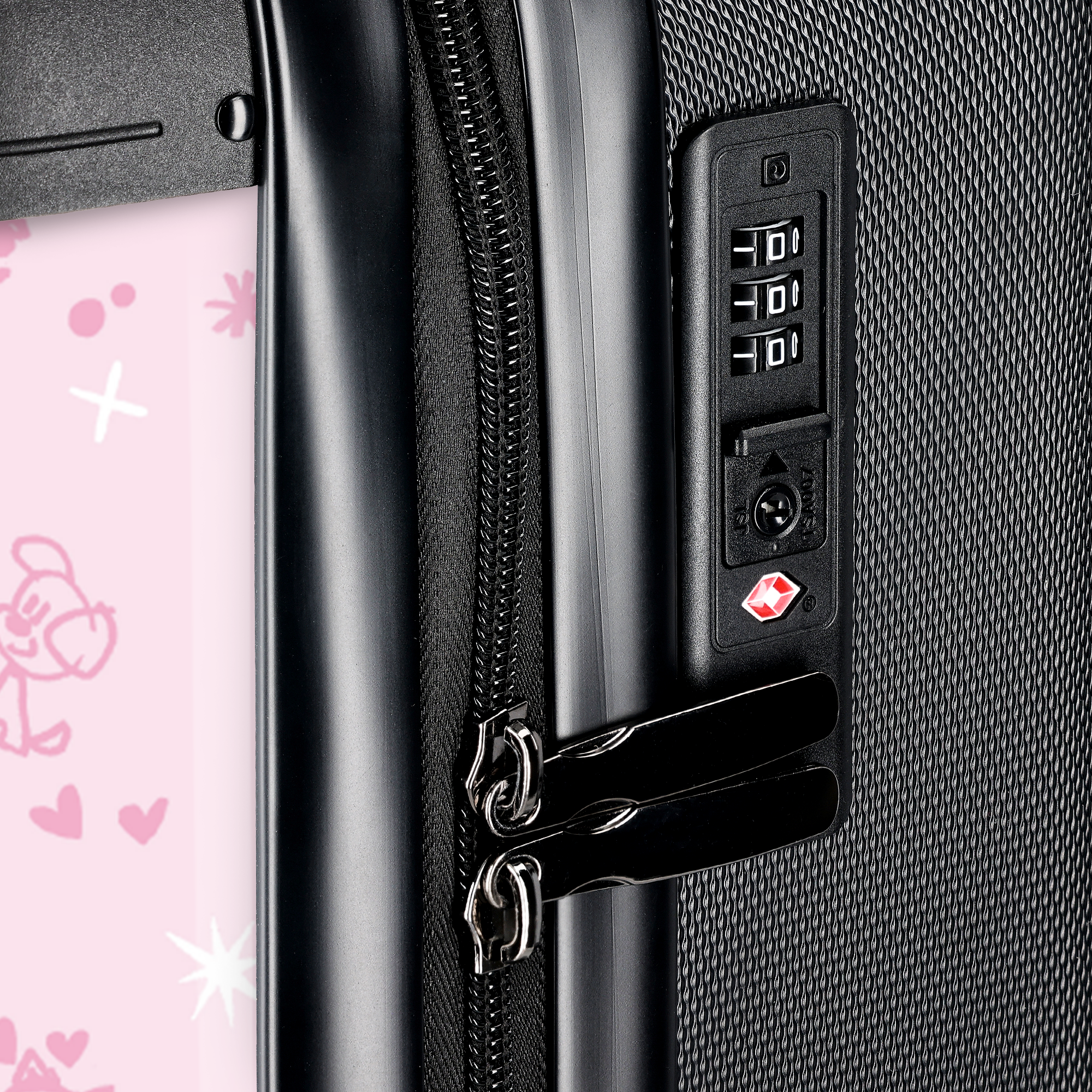 Woezel & Pip naamkoffer handbagage met cijferslot, gepersonaliseerd met een vrolijk design.