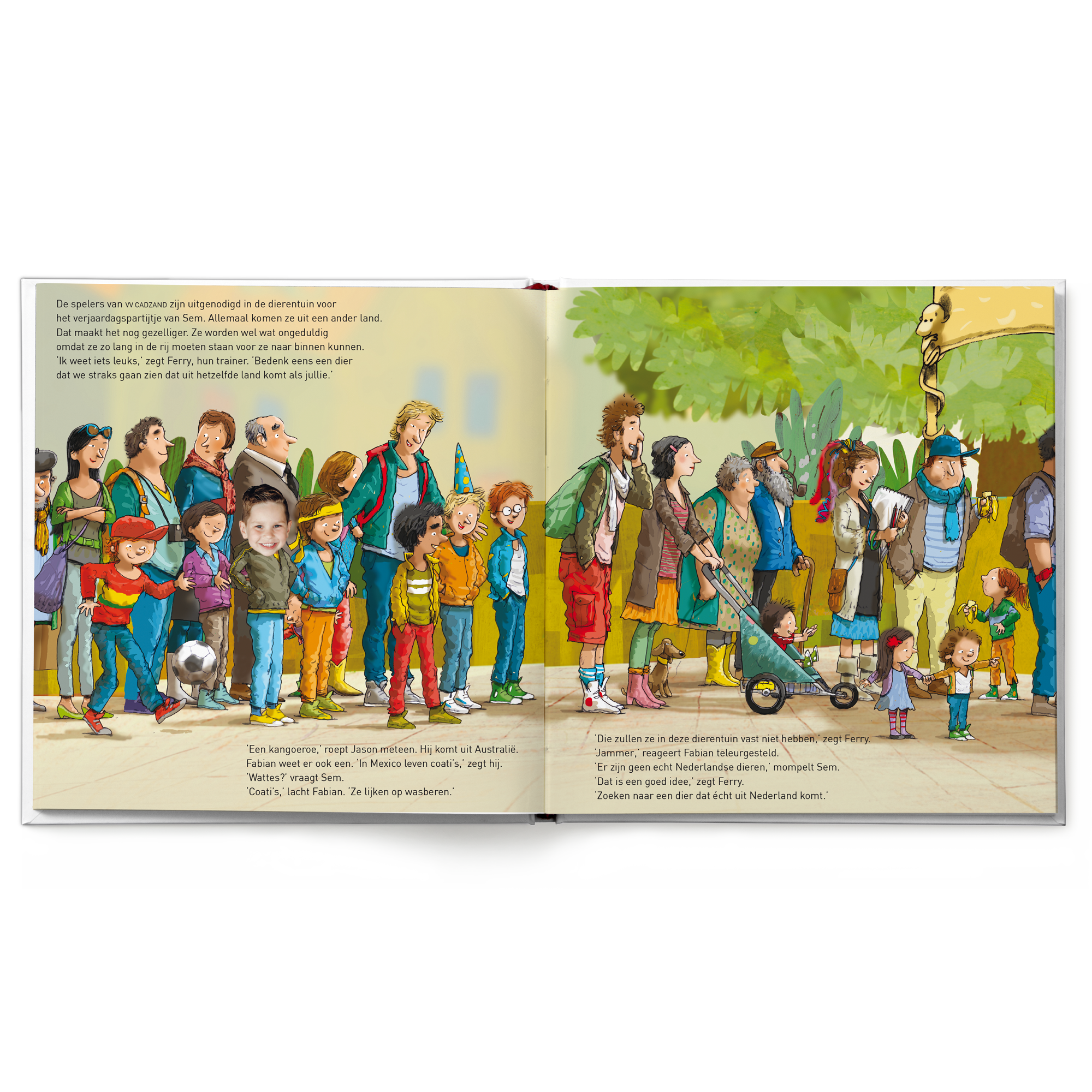 Gepersonaliseerd leesboek met naam en foto, "Jij stelt jouw eigen dierenelftal samen in dit toffe boek met naam en foto".