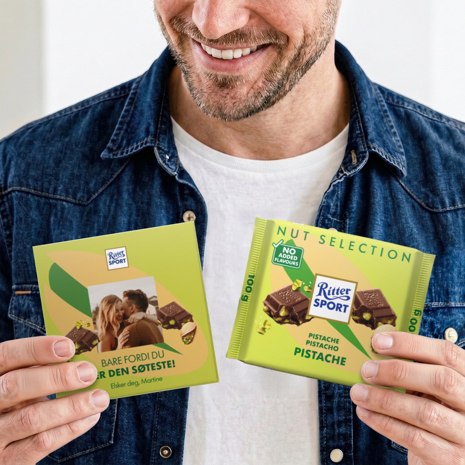 Personalisert Ritter Sport sjokolade - Pistasj