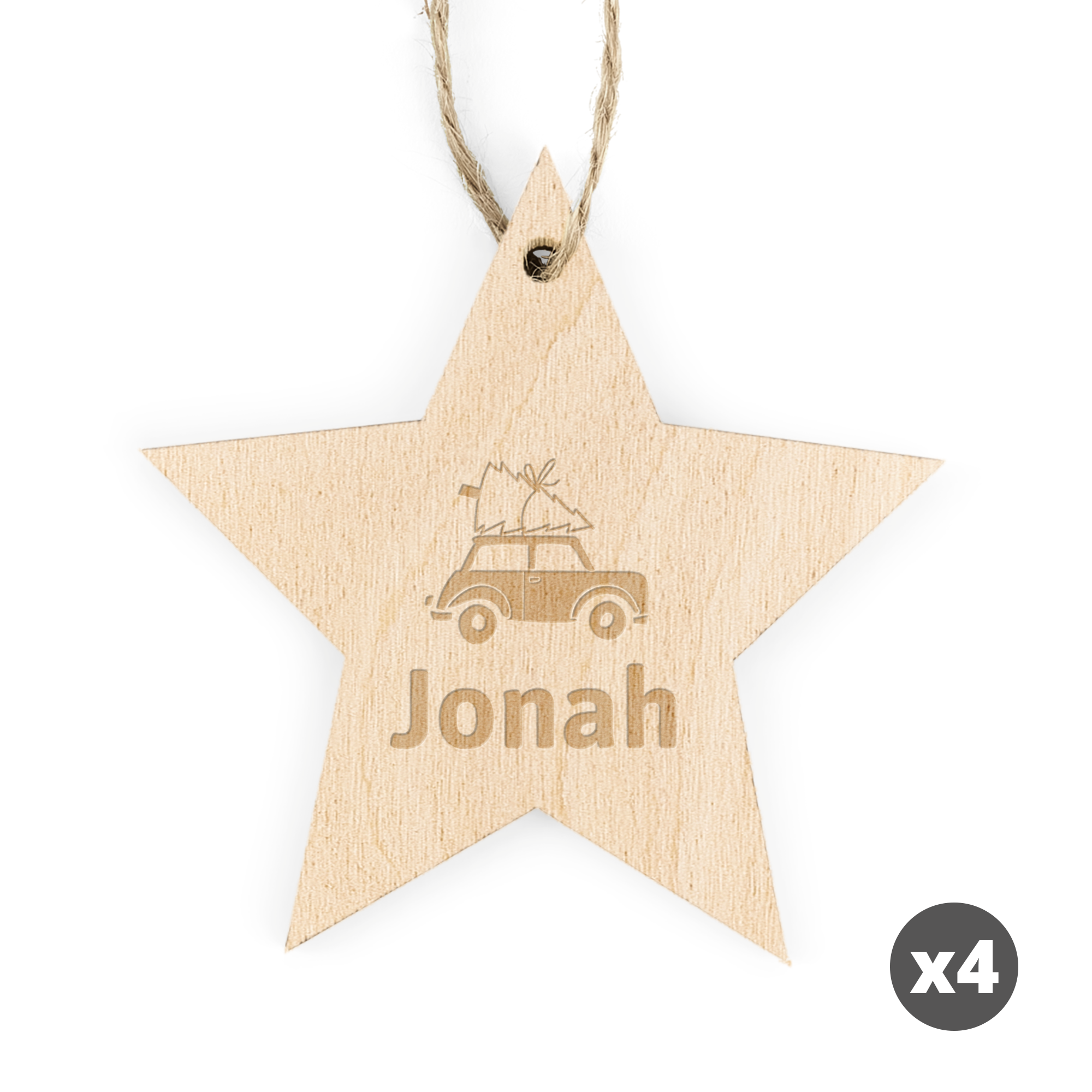 Houten kersthanger met naam