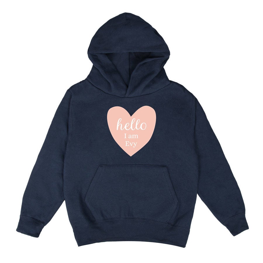 Hoodie voor kinderen bedrukken - Navy - 10 jaar