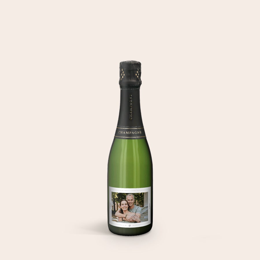 Champagne personnalisé - René Schloesser - 375ml Bouteille de champagne personnalisé avec étiquette imprimée d'une photo de couple et les noms Didier et Laure