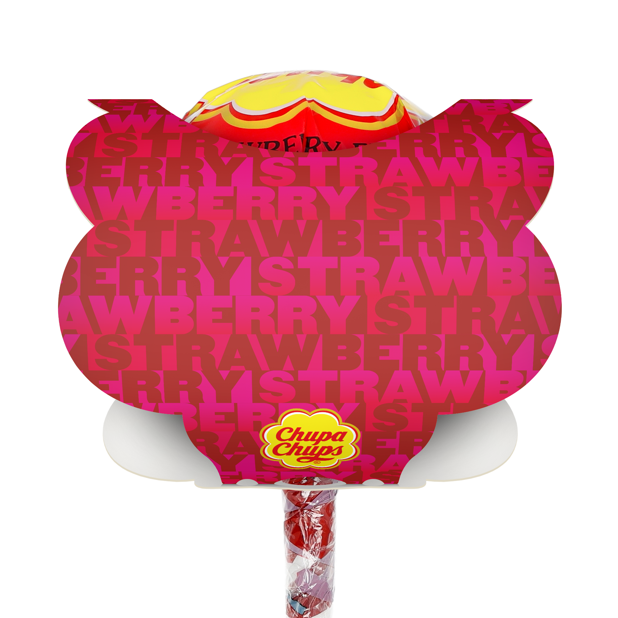 Mega Chupa Chups personlig Jordbær 20 ispinner med tilpassbar etikett og Chupa Chups logo for en søt gave
