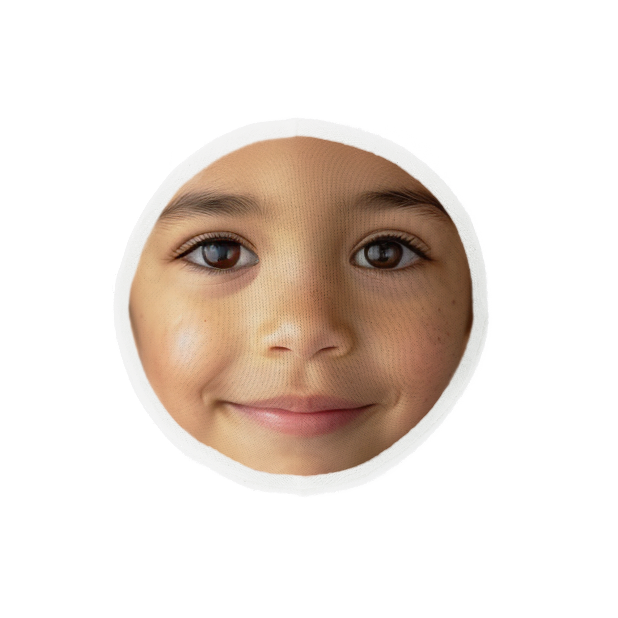 Los hoofdje voor een ItsieMe knuffel met foto, bedrukt met een close-up van een kindergezichtje.