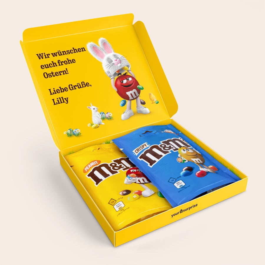 M&M's Geschenkbox personalisieren Die personalisierte M&M's Geschenkbox mit Osterdesign und dem Text