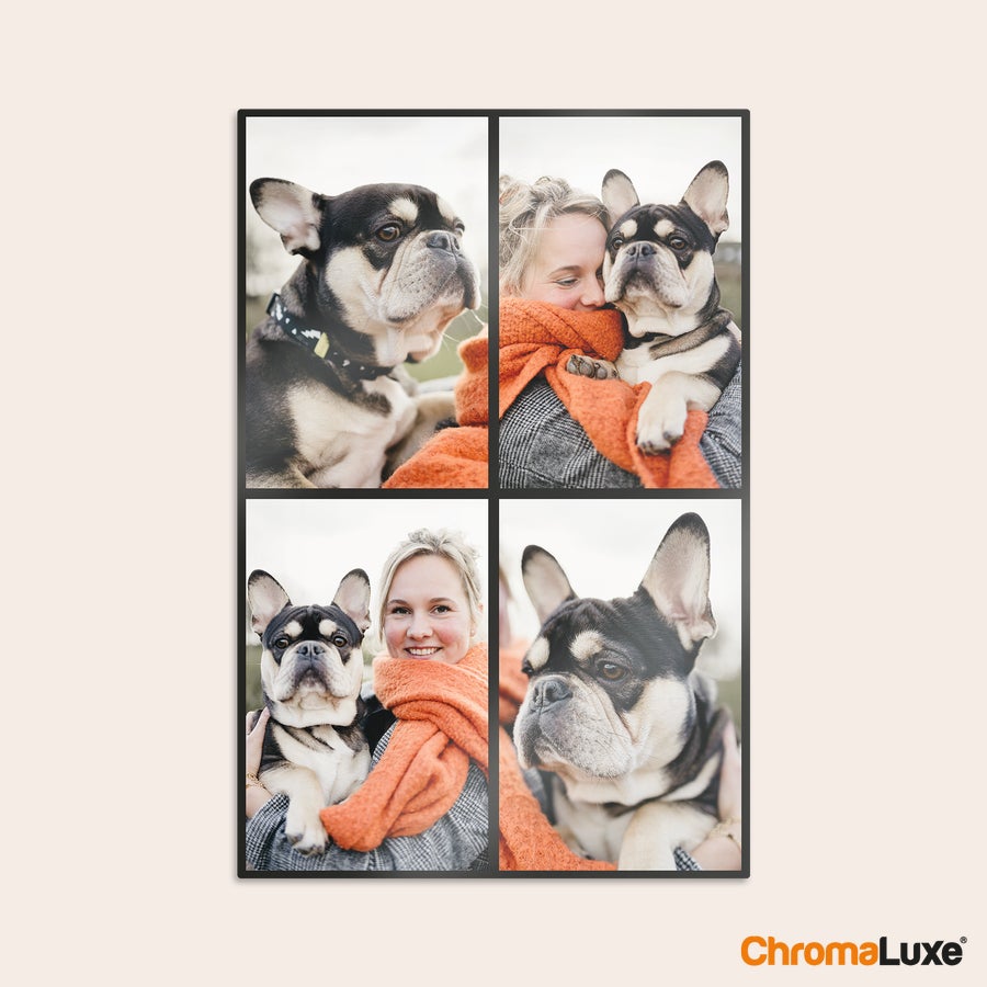 Photo sur aluminium - Instacollage Instacollage en aluminium personnalisé avec photos Instagram de femme et de chien