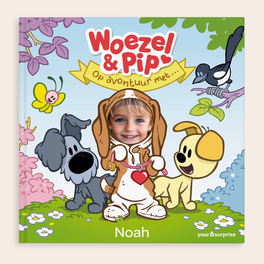 Gepersonaliseerd kinderboek - Woezel & Pip 'op Avontuur met' Gepersonaliseerd Woezel & Pip boek met foto van kindje Noah als Pip, maakt voorlezen magischer