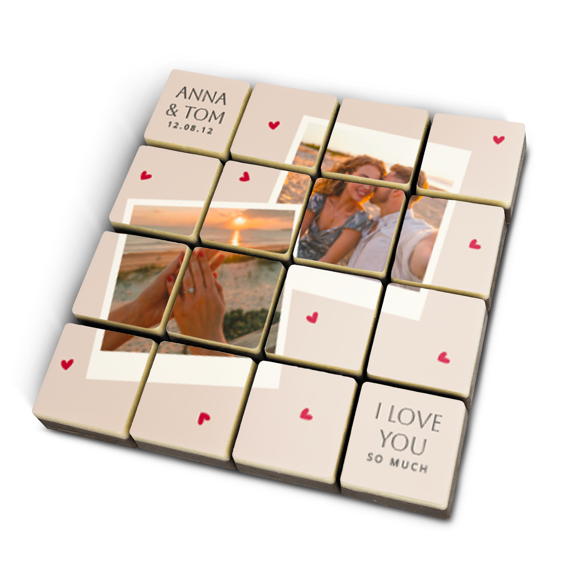 Chocolates personalizados com fotos e texto Anna & Tom, I Love You So Much