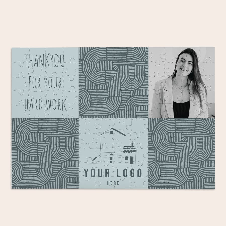 Puzzle Personalizzato con Foto Puzzle personalizzato con la scritta Thank you for your hard work e foto in bianco e nero stampata